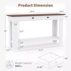 Mesa consola larga de 54 pulgadas, mesa de entrada de madera con 2 cajones y estante de almacenamiento abierto, mesa para recibidor, pasillo, sala de estar