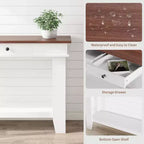 Mesa consola larga de 54 pulgadas, mesa de entrada de madera con 2 cajones y estante de almacenamiento abierto, mesa para recibidor, pasillo, sala de estar