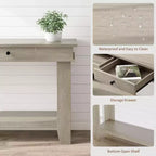 Mesa consola larga de 54 pulgadas, mesa de entrada de madera con 2 cajones y estante de almacenamiento abierto, mesa para recibidor, pasillo, sala de estar