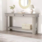 Mesa consola larga de 54 pulgadas, mesa de entrada de madera con 2 cajones y estante de almacenamiento abierto, mesa para recibidor, pasillo, sala de estar