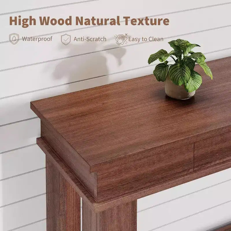 Mesa consola larga de 54 pulgadas, mesa de entrada de madera con 2 cajones y estante de almacenamiento abierto, mesa para recibidor, pasillo, sala de estar