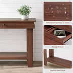 Mesa consola larga de 54 pulgadas, mesa de entrada de madera con 2 cajones y estante de almacenamiento abierto, mesa para recibidor, pasillo, sala de estar