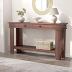 Mesa consola larga de 54 pulgadas, mesa de entrada de madera con 2 cajones y estante de almacenamiento abierto, mesa para recibidor, pasillo, sala de estar