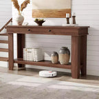 Mesa consola larga de 54 pulgadas, mesa de entrada de madera con 2 cajones y estante de almacenamiento abierto, mesa para recibidor, pasillo, sala de estar