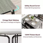 Juego de comedor de 5 piezas, juego de mesa de comedor para cocina para 4 personas, mesa cuadrada, estructura de metal, tablero de MDF, sillas tapizadas, fácil montaje, para el hogar