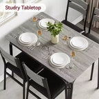 Juego de comedor de 5 piezas, juego de mesa de comedor para cocina para 4 personas, mesa cuadrada, estructura de metal, tablero de MDF, sillas tapizadas, fácil montaje, para el hogar