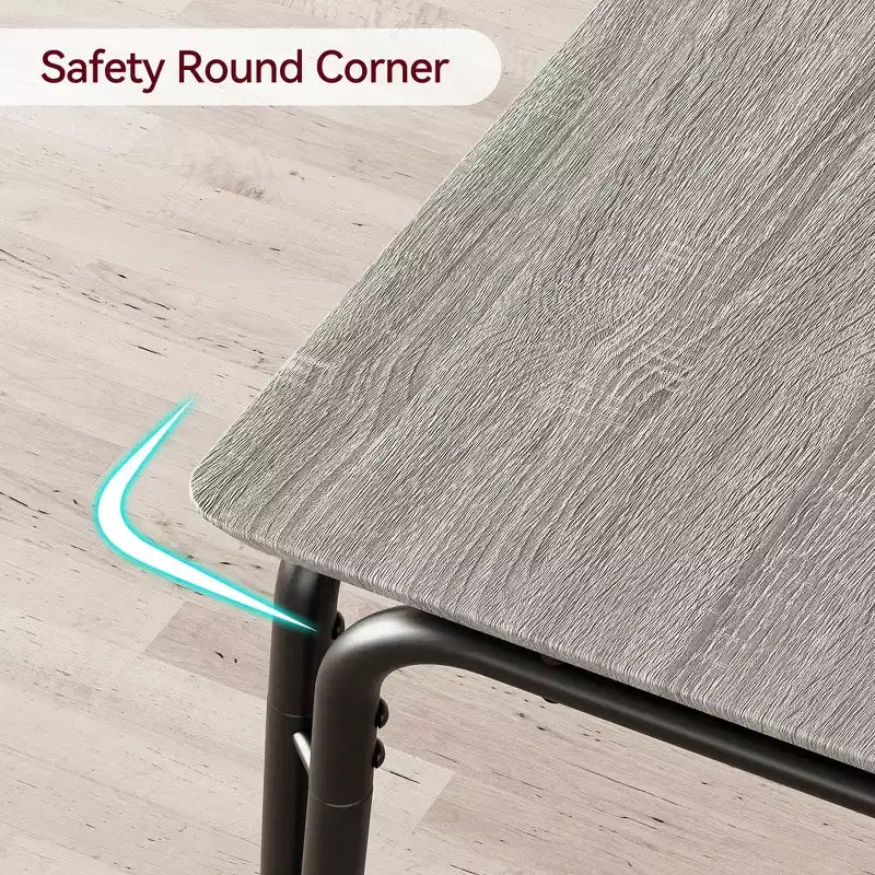 Juego de comedor de 5 piezas, juego de mesa de comedor para cocina para 4 personas, mesa cuadrada, estructura de metal, tablero de MDF, sillas tapizadas, fácil montaje, para el hogar