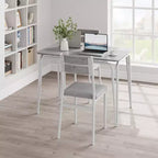 Juego de comedor de 5 piezas, juego de mesa de comedor para cocina para 4 personas, mesa cuadrada, estructura de metal, tablero de MDF, sillas tapizadas, fácil montaje, para el hogar