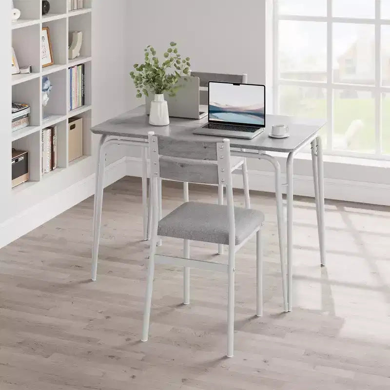 Juego de comedor de 5 piezas, juego de mesa de comedor para cocina para 4 personas, mesa cuadrada, estructura de metal, tablero de MDF, sillas tapizadas, fácil montaje, para el hogar