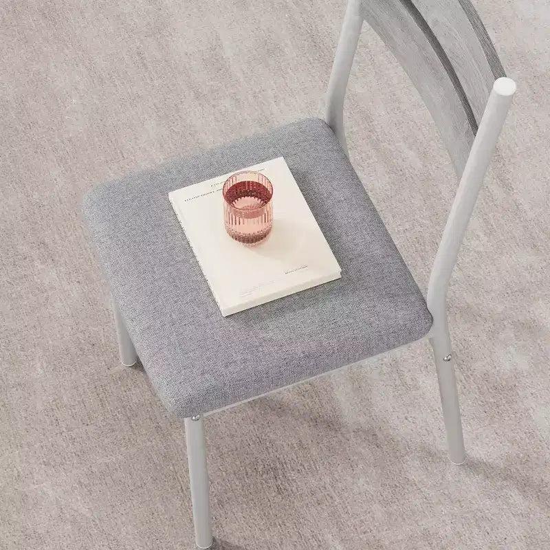 Juego de comedor de 5 piezas, juego de mesa de comedor para cocina para 4 personas, mesa cuadrada, estructura de metal, tablero de MDF, sillas tapizadas, fácil montaje, para el hogar