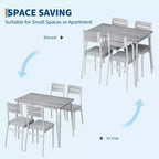 Juego de comedor de 5 piezas, juego de mesa de comedor para cocina para 4 personas, mesa cuadrada, estructura de metal, tablero de MDF, sillas tapizadas, fácil montaje, para el hogar