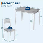 Juego de comedor de 5 piezas, juego de mesa de comedor para cocina para 4 personas, mesa cuadrada, estructura de metal, tablero de MDF, sillas tapizadas, fácil montaje, para el hogar
