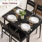 Juego de comedor de 5 piezas, juego de mesa de comedor para cocina para 4 personas, mesa cuadrada, estructura de metal, tablero de MDF, sillas tapizadas, fácil montaje, para el hogar
