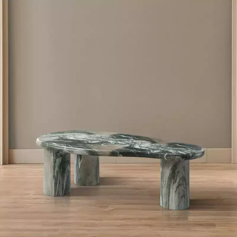Meridian Furniture Mesa de Centro Sassari de Concreto con Acabado de Mármol Verde