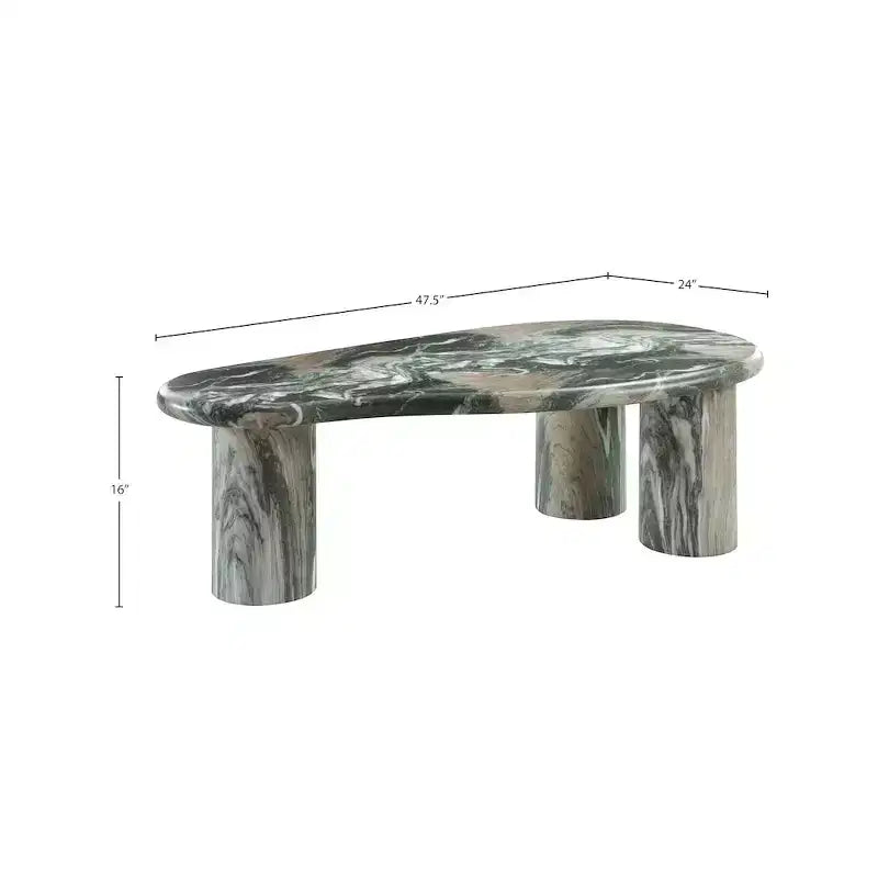Meridian Furniture Mesa de Centro Sassari de Concreto con Acabado de Mármol Verde