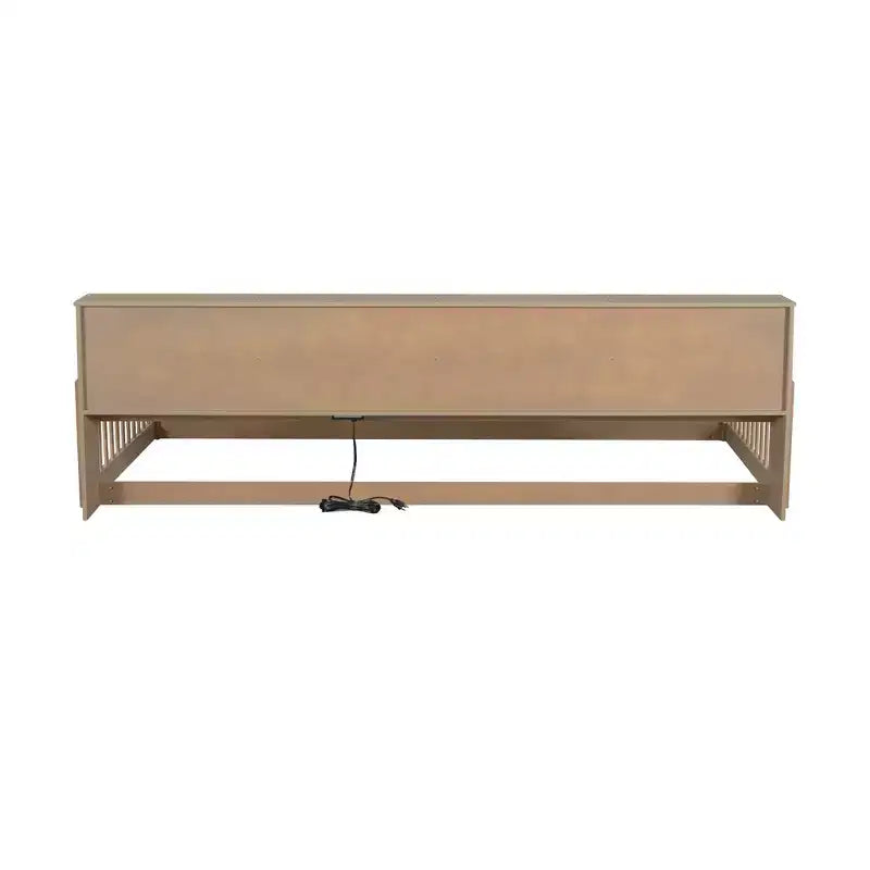 Bellemave Cama de Piso Twin XL con Gabinetes de Almacenamiento y Puertos de Carga USB, Estructura de Madera Sólida con Valla Semicerrada, Fácil Montaje, Marrón