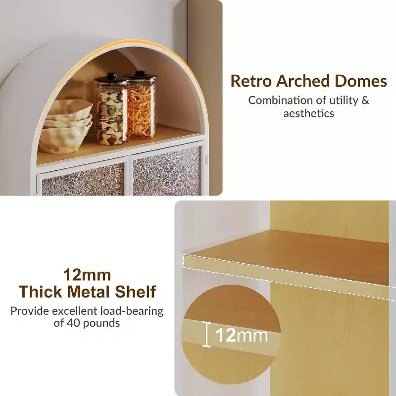 Bekrvio Mueble de Baño de Pared con Arco y Puertas de Cristal, Armario Flotante de Metal Completamente Ensamblado para Colocar Sobre el Inodoro