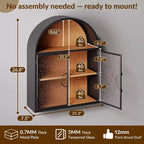 Bekrvio Mueble de Baño de Pared con Arco y Puertas de Cristal, Armario Flotante de Metal Completamente Ensamblado para Colocar Sobre el Inodoro