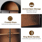 Bekrvio Mueble de Baño de Pared con Arco y Puertas de Cristal, Armario Flotante de Metal Completamente Ensamblado para Colocar Sobre el Inodoro