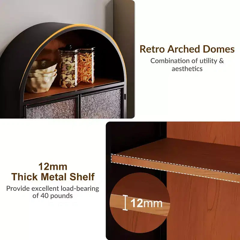 Bekrvio Mueble de Baño de Pared con Arco y Puertas de Cristal, Armario Flotante de Metal Completamente Ensamblado para Colocar Sobre el Inodoro