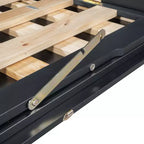 Cama de pared Queen Murphy Bed con patas doradas, cama de gabinete tamaño Queen, cama de pared plegable con diseño de puertas de vidrio esmerilado y cajones falsos