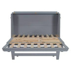 Cama de pared Queen Murphy Bed con patas doradas, cama de gabinete tamaño Queen, cama de pared plegable con diseño de puertas de vidrio esmerilado y cajones falsos