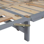 Cama de pared Queen Murphy Bed con patas doradas, cama de gabinete tamaño Queen, cama de pared plegable con diseño de puertas de vidrio esmerilado y cajones falsos