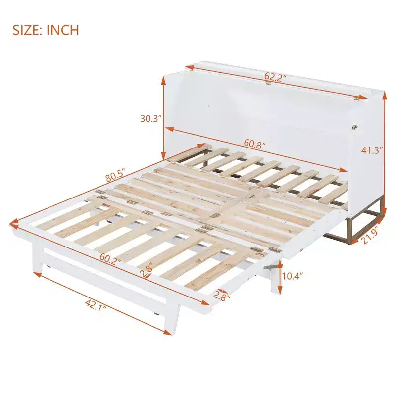 Cama de pared Queen Murphy Bed con patas doradas, cama de gabinete tamaño Queen, cama de pared plegable con diseño de puertas de vidrio esmerilado y cajones falsos