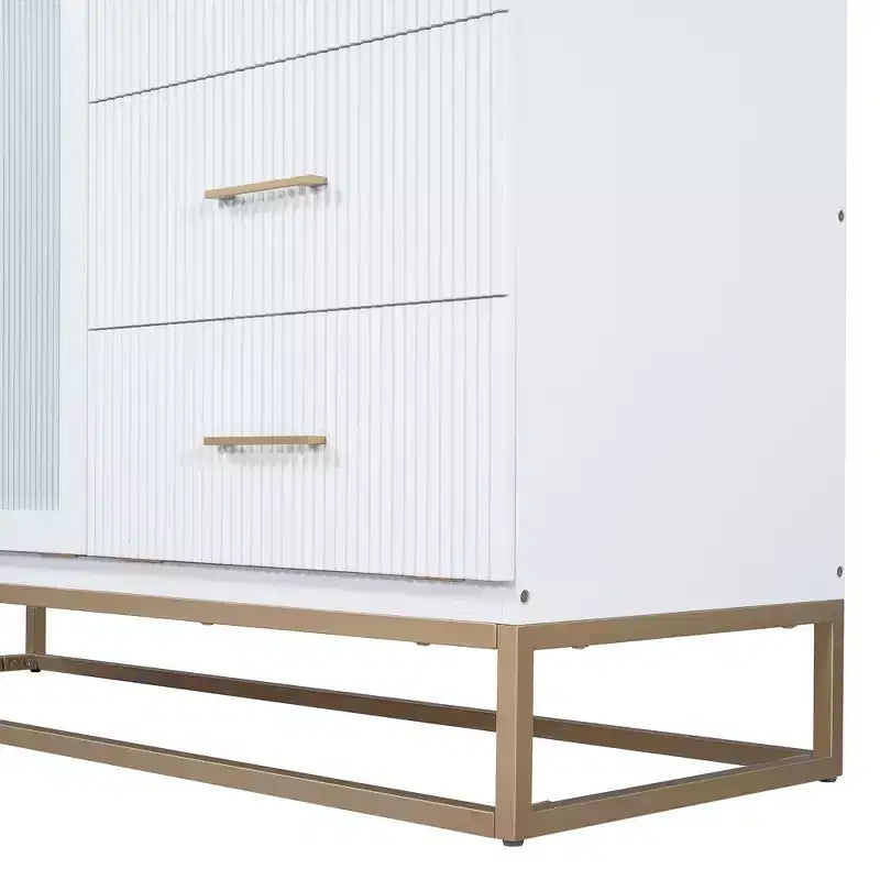 Cama de pared Queen Murphy Bed con patas doradas, cama de gabinete tamaño Queen, cama de pared plegable con diseño de puertas de vidrio esmerilado y cajones falsos
