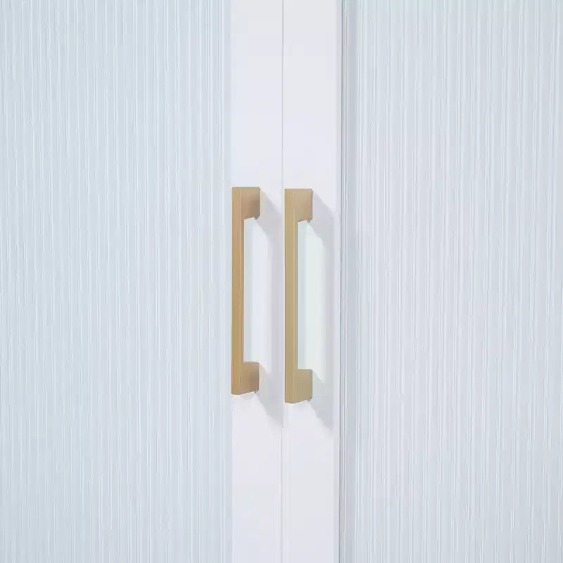 Cama de pared Queen Murphy Bed con patas doradas, cama de gabinete tamaño Queen, cama de pared plegable con diseño de puertas de vidrio esmerilado y cajones falsos