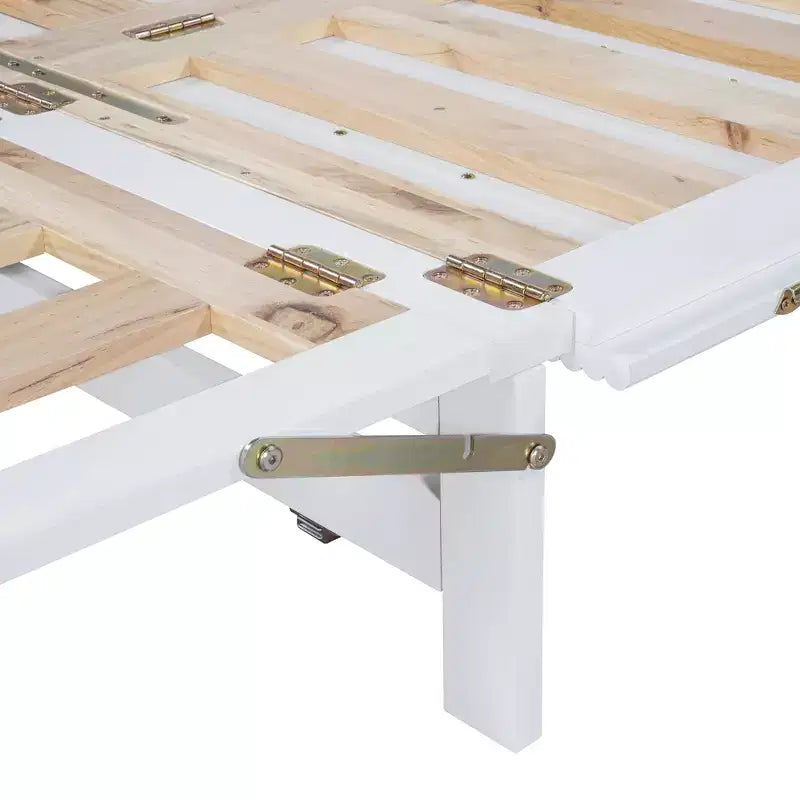Cama de pared Queen Murphy Bed con patas doradas, cama de gabinete tamaño Queen, cama de pared plegable con diseño de puertas de vidrio esmerilado y cajones falsos