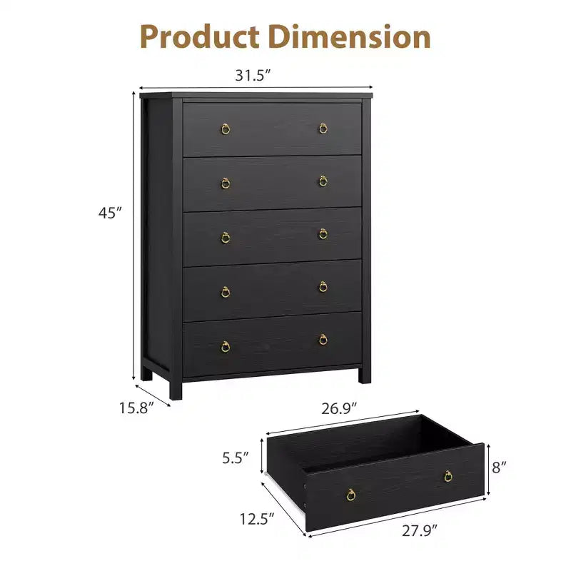Cómoda de 4 cajones para dormitorio, cómoda alta de 37, mesita de noche estrecha de madera, organizador de cómoda, gabinete de almacenamiento para sala de estar, cuarto de niños, entrada