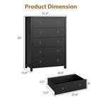 Cómoda de 4 cajones para dormitorio, cómoda alta de 37, mesita de noche estrecha de madera, organizador de cómoda, gabinete de almacenamiento para sala de estar, cuarto de niños, entrada