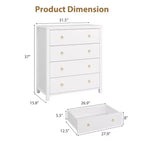 Cómoda de 4 cajones para dormitorio, cómoda alta de 37, mesita de noche estrecha de madera, organizador de cómoda, gabinete de almacenamiento para sala de estar, cuarto de niños, entrada