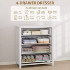 Cómoda de 4 cajones para dormitorio, cómoda alta de 37, mesita de noche estrecha de madera, organizador de cómoda, gabinete de almacenamiento para sala de estar, cuarto de niños, entrada