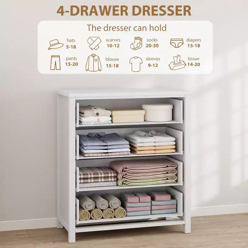 Cómoda de 4 cajones para dormitorio, cómoda alta de 37, mesita de noche estrecha de madera, organizador de cómoda, gabinete de almacenamiento para sala de estar, cuarto de niños, entrada