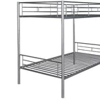 Litera doble, estructura de metal con barandillas de seguridad, se divide en dos camas individuales para habitaciones pequeñas