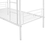 Litera doble, estructura de metal con barandillas de seguridad, se divide en dos camas individuales para habitaciones pequeñas