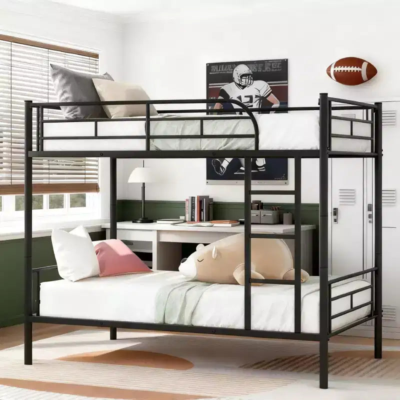 Luxystar Twin Over Twin Bunk Bed, Metal Frame with Safety Guardrails, Split into Two Standalone Beds for Small Room