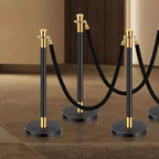 VEVOR Postes de Cuerda y Cuerdas de Terciopelo, 6 Postes de Control de Multitudes con 4 Cuerdas de Terciopelo Negro, Postes de Cola de Acero Inoxidable, Negro