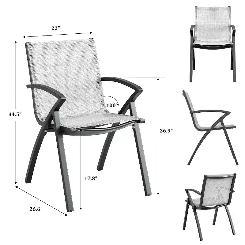 Sillas de comedor de aluminio para exterior, soporte ergonómico para patio, para terraza o jardín.