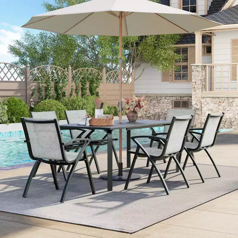 Sillas de comedor de aluminio para exterior, soporte ergonómico para patio, para terraza o jardín.