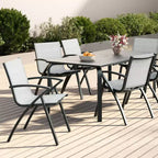 Sillas de comedor de aluminio para exterior, soporte ergonómico para patio, para terraza o jardín.