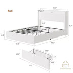 Estructura de cama matrimonial, estación de carga y luces LED, cama de plataforma tapizada, 4 cajones de almacenamiento, soporte de tablillas de madera maciza, no necesita somier