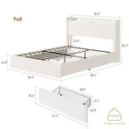 Estructura de cama matrimonial, estación de carga y luces LED, cama de plataforma tapizada, 4 cajones de almacenamiento, soporte de tablillas de madera maciza, no necesita somier
