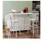 Rolling Kitchen Island Cart with Drop Leaf Countertop Adjustable Shelve Spice Rack With Two Chairs For Kitchen Dining Room