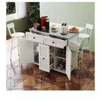 Carrito de cocina con ruedas con encimera de hoja abatible, estante ajustable, especiero con dos sillas para cocina y comedor
