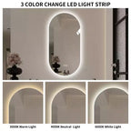 GDFStudio Sable 48 espejo de baño moderno ovalado LED antivaho con modos de luz ajustables