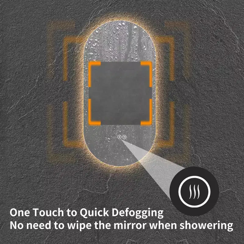 GDFStudio Sable 48 espejo de baño moderno ovalado LED antivaho con modos de luz ajustables