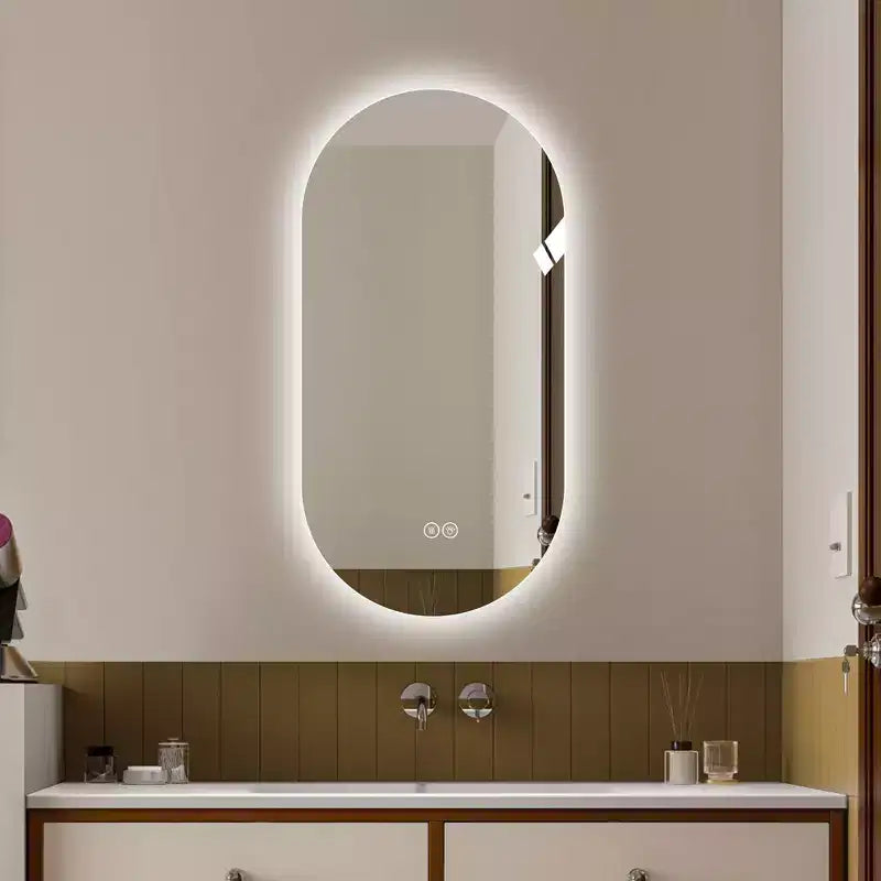 GDFStudio Sable 48 espejo de baño moderno ovalado LED antivaho con modos de luz ajustables